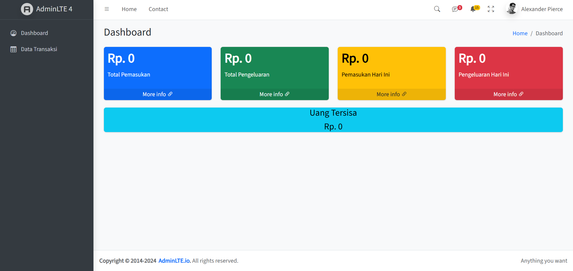 Tampilan Catatan Transaksi